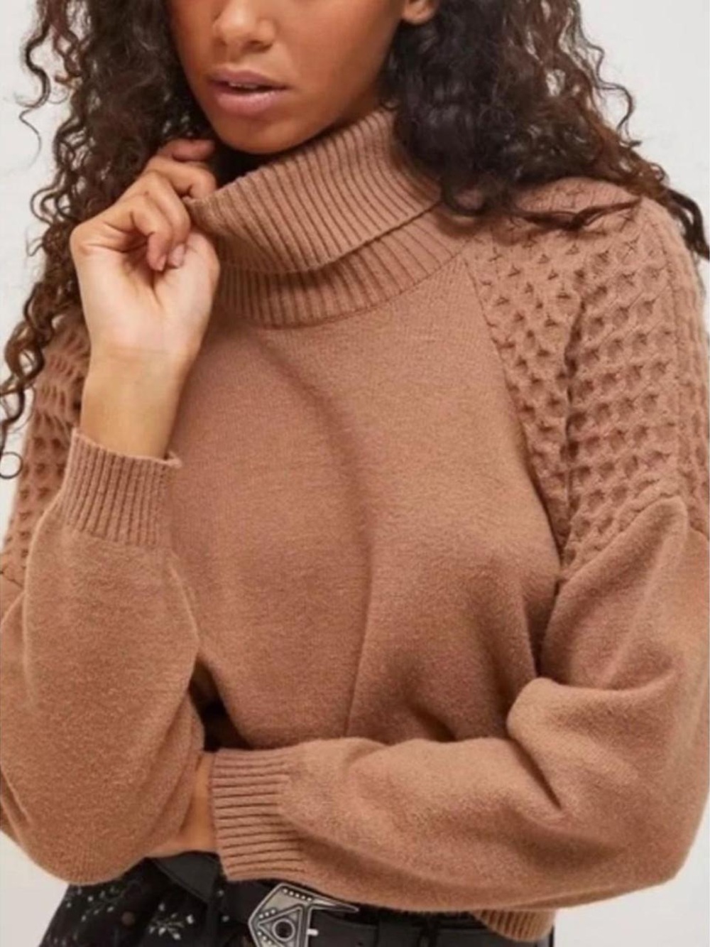 BB Dakota by Steve Madden Chunky Knit Turtleneck Sweater - Brown